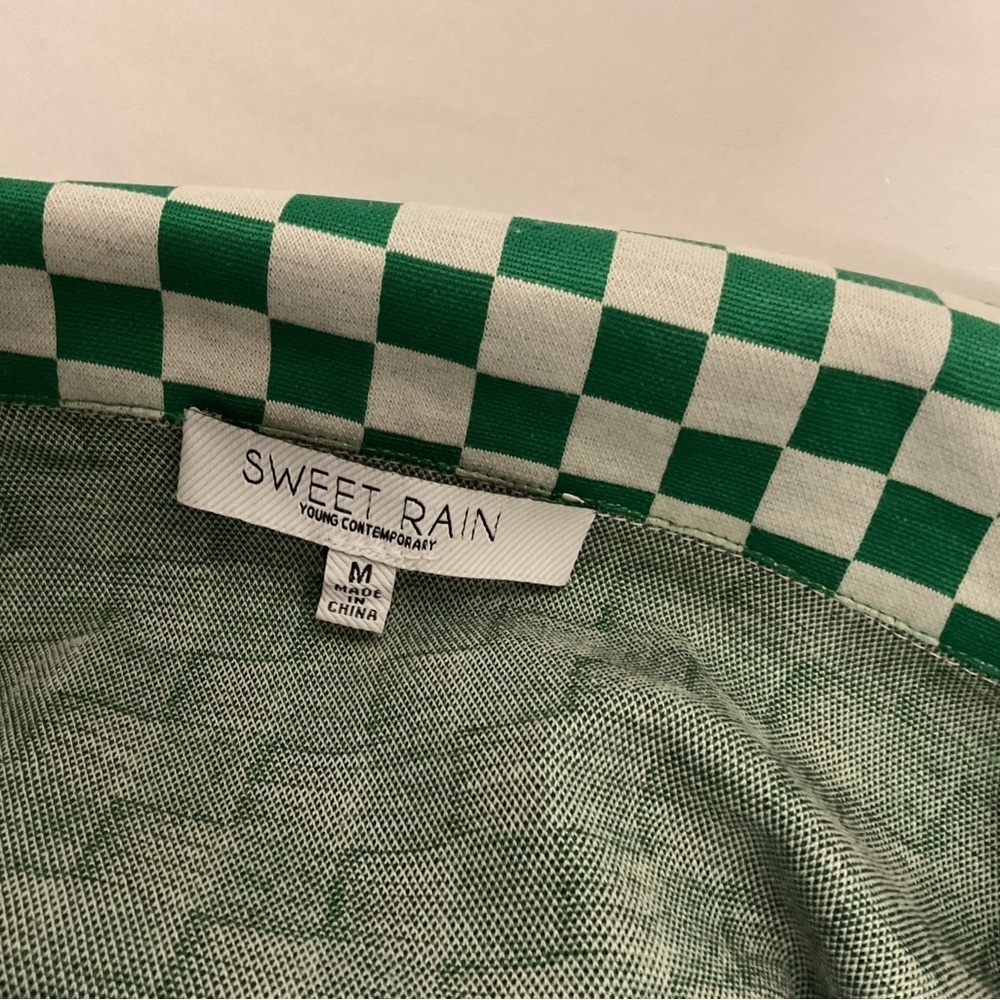 Sweet Rain Green and White Checkered Fabric Mini Dress - Picture 7 of 7